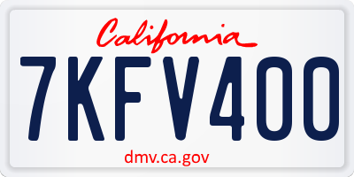 CA license plate 7KFV400