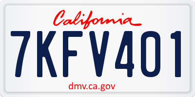 CA license plate 7KFV401