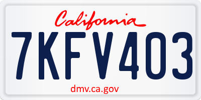 CA license plate 7KFV403