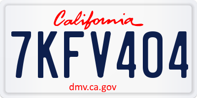 CA license plate 7KFV404