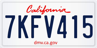 CA license plate 7KFV415