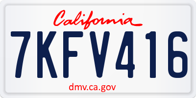 CA license plate 7KFV416