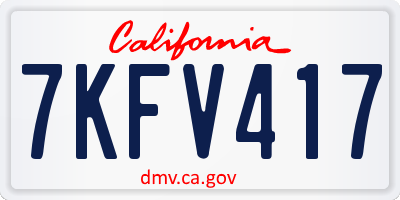 CA license plate 7KFV417