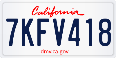 CA license plate 7KFV418