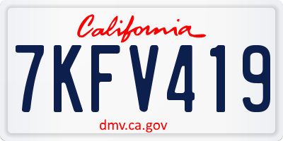 CA license plate 7KFV419