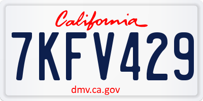 CA license plate 7KFV429