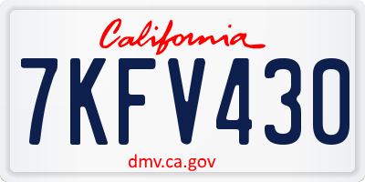 CA license plate 7KFV430