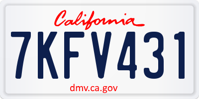 CA license plate 7KFV431