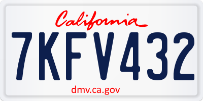 CA license plate 7KFV432