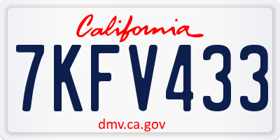 CA license plate 7KFV433