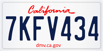 CA license plate 7KFV434