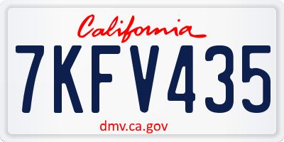 CA license plate 7KFV435