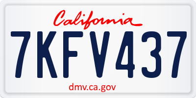 CA license plate 7KFV437