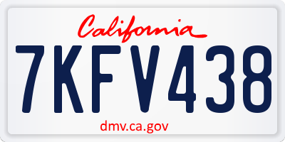 CA license plate 7KFV438