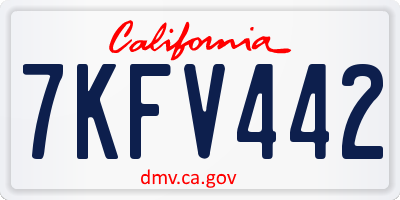CA license plate 7KFV442