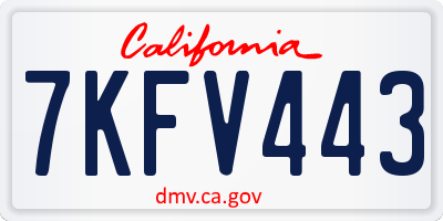 CA license plate 7KFV443