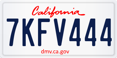 CA license plate 7KFV444