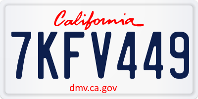 CA license plate 7KFV449