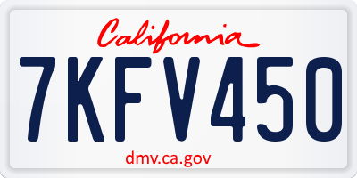 CA license plate 7KFV450