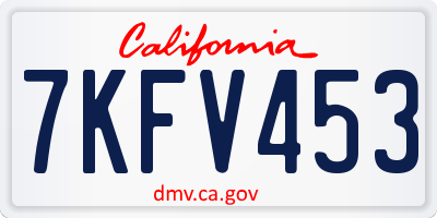 CA license plate 7KFV453