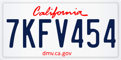 CA license plate 7KFV454