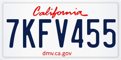CA license plate 7KFV455