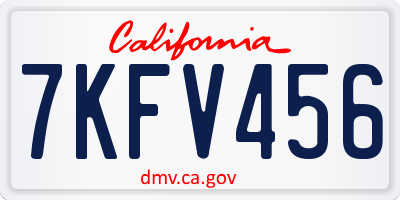 CA license plate 7KFV456