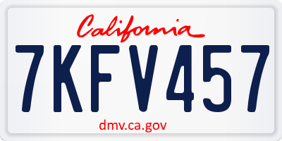 CA license plate 7KFV457