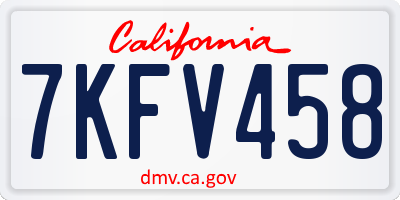 CA license plate 7KFV458