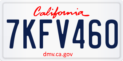 CA license plate 7KFV460