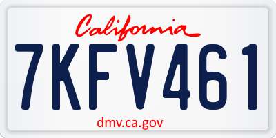 CA license plate 7KFV461