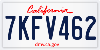 CA license plate 7KFV462