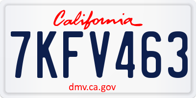 CA license plate 7KFV463
