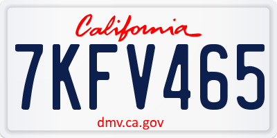 CA license plate 7KFV465