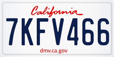 CA license plate 7KFV466