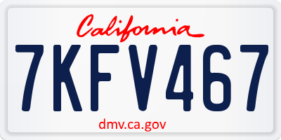 CA license plate 7KFV467