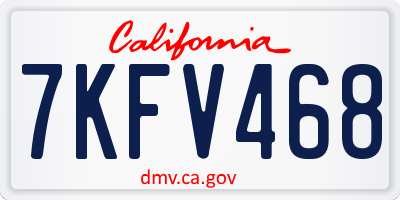 CA license plate 7KFV468