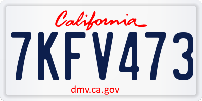 CA license plate 7KFV473