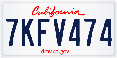 CA license plate 7KFV474