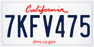 CA license plate 7KFV475