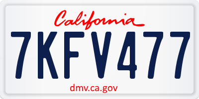 CA license plate 7KFV477