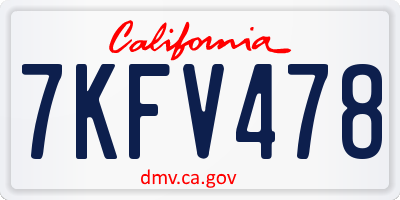CA license plate 7KFV478