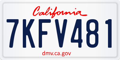 CA license plate 7KFV481