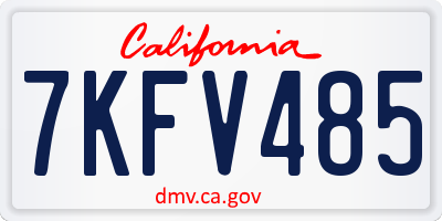 CA license plate 7KFV485