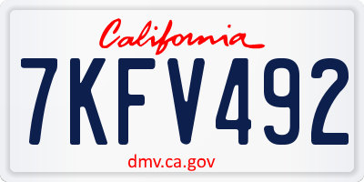 CA license plate 7KFV492