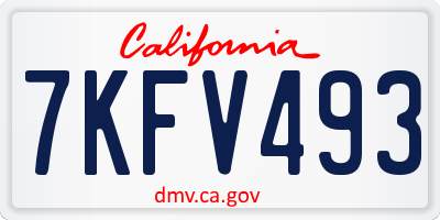 CA license plate 7KFV493