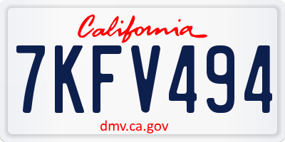 CA license plate 7KFV494