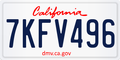 CA license plate 7KFV496