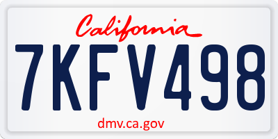 CA license plate 7KFV498