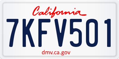 CA license plate 7KFV501